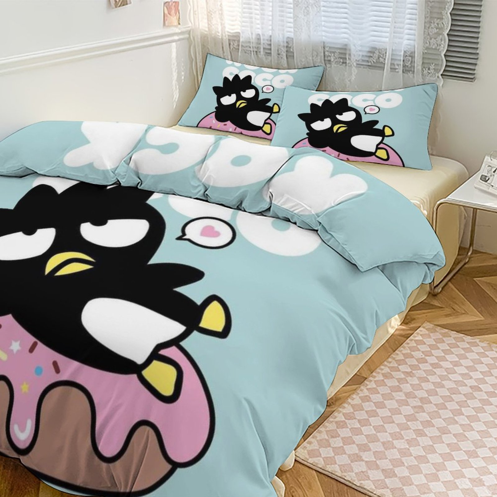 BAD BADTZ-MARU Bedding Set Anime Three-piece for Boys Girls Teens Queen